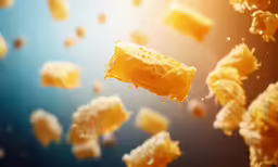 an arrangement of food that includes pieces of cake