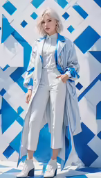 a woman in white clothes poses for a photo