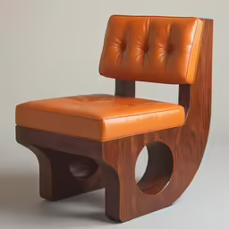 a brown chair with brown leather on it