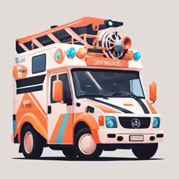 a truck that is orange and has some white on top