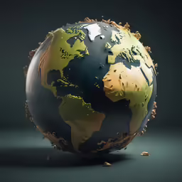 a picture of the earth that looks like it is falling apart