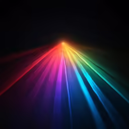 the rainbow color is shining brightly in the dark