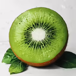 there is a kiwi fruit cut in half
