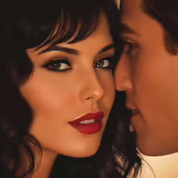 a poster showing a man and woman sharing an intense kiss