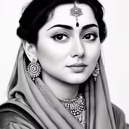 a woman with a veil and necklace