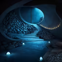this is a tunnel way leading to a pool
