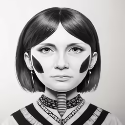 a portrait picture of a woman with fake mustaches on her head