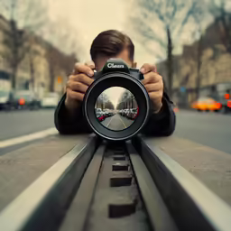 a person is taking a photo with a camera