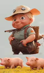 there is a cartoon of the famous little red - haired boy with the hat and boots on