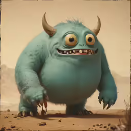 a close up of a large monster with large horns