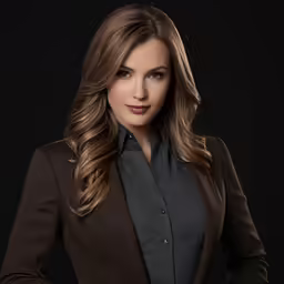 an image of the front view of a woman in a dark suit