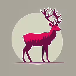 a deer with antlers standing in front of a gray background,an animal that is standing in front of a sun