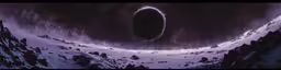 an art image shows a dark eye shaped object rising out of the snow