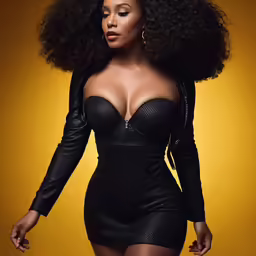 an attractive woman with very big breast wearing a short dress