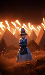 an image of a young lady in front of the fire