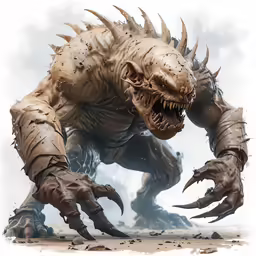 a creature with spikes and big claws stands on his hind legs