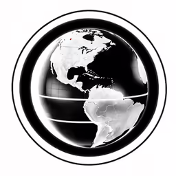 the earth globe is outlined in black and white