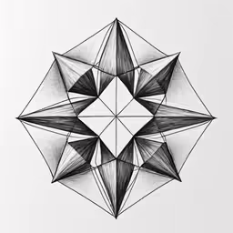 geometric drawing with pencil and paper