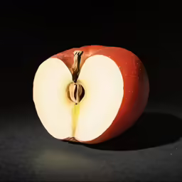a half an apple that has been cut in half