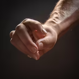 a close - up of a persons hands holding each other
