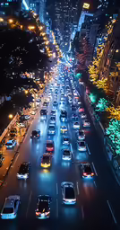 cars are backed up and moving on the busy road