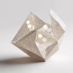 a white sculpture with lights attached to it