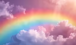 a rainbow that is standing in the middle of a cloudy sky