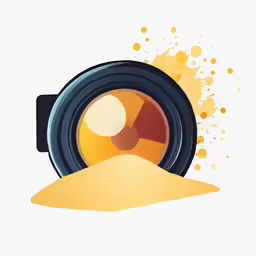 a camera lens sitting on top of a sandy area