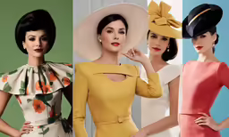 a group of women dressed in hats and dress