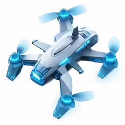 an airplane with propellers and lights on it