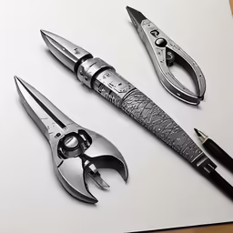 three different sizes of knifes on top of a sheet
