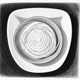 white plates on black and white table in a bowl