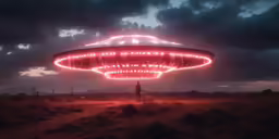 a large object with lights shining from it