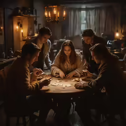 a group of people sitting around a table
