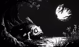 there is a fish swimming on the water