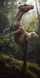 a large dinosaur is doing a stand up on his hind legs