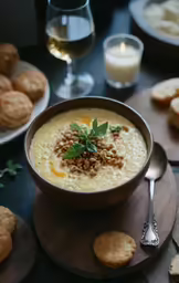 a bowl of soup in a bowl on a table