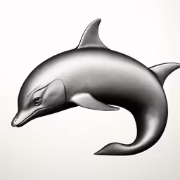 a drawing of a dolphin swimming by itself