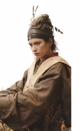 a person standing wearing a hat, and braid