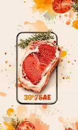 a piece of meat and fruit on display