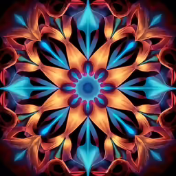 a beautiful abstract pattern is shown in blue, orange and red