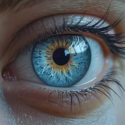 the blue iris of an eye is visible