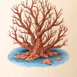 a paper cut image with a tree on the ground