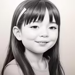 a very cute girl smiling with long hair