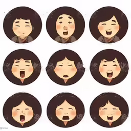 several faces with a girl in different poses