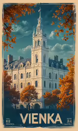 an old poster with the name vienna written in white