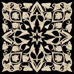 an intricate ornamental design on a black background