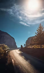 a person riding on a motorcycle on a road