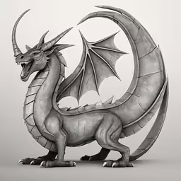 3d digital illustration of a dragon with huge eyes and fangs