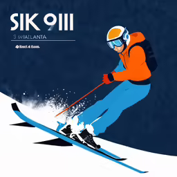 there is a skier that is skiing down the mountain